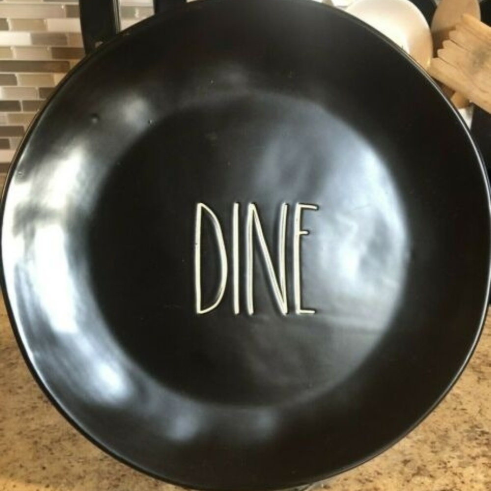 Rae Dunn Black DINE Dinner Plate NEW